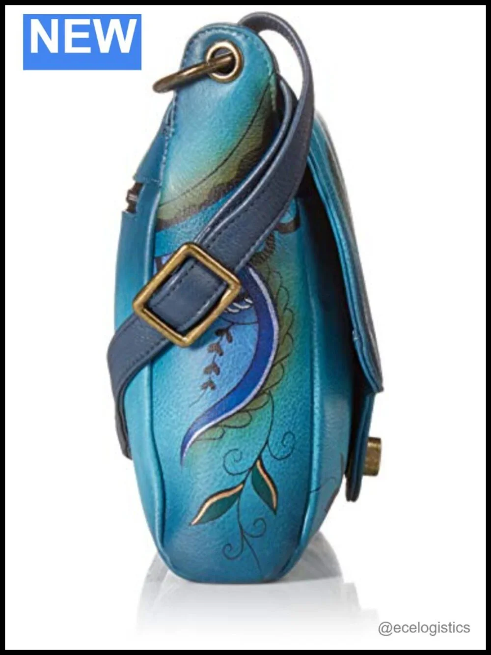 Genuine Leather Hand Painted Flap Messenger Shoulder Bag